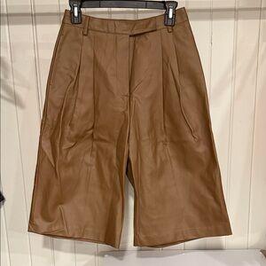 Frankie Shop Tan Vegan Leather Bermudas